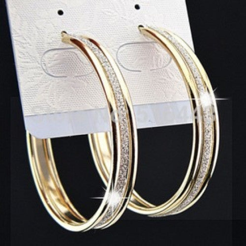 Earrings For Womens Wedding Bridal Party 3 Rows Gold Frosted Big Hoop