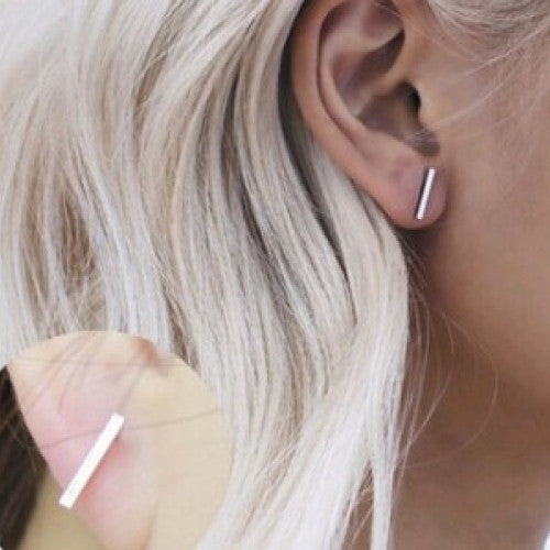 Simple T Bar Earrings Gold Silver Punk