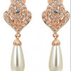 18 K Pink Gold Plated Clip Earrings Women Fashion Jewelry Pearl Diamond