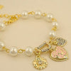 Pearl Love Heart Bracelets Bangles Bohenmia Heart&D With Floral