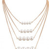 Alloy Plated Gold Big White Pearl Necklace Multi layer Link Chain