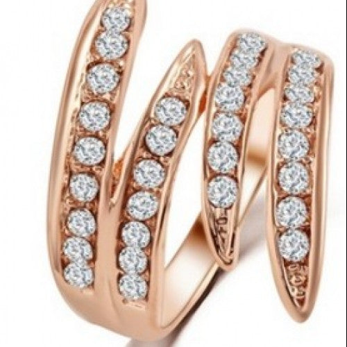 Classic Luxury Net Weaving Crystal Ring Geometry Finger Party Personality