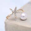 Starfish And Pearls Imitation Gold Rings Jewlery